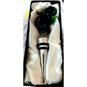 Glass bottle stopper sea horse NIB HandmadeFits most wine bottles Blown Glass